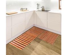Set di 2 tappeti da cucina antiscivolo in vero bamboo naturale passatoia cucina,ingresso,camera