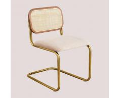 Sedia da pranzo in stile vintage Tento Gold Rattan - Velluto Caramello - Caramello - Sklum
