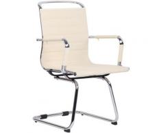 Sedia cantilever Balve in similpelle o vera pelle Crema Vera pelle