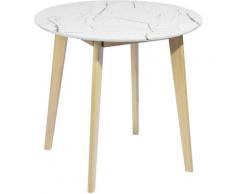 Tavolo da Pranzo Cucina Rotondo Moderno in Legno 80x75cm Effetto Marmo Quercia