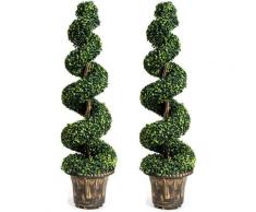 Alberi Artificiali con Vasi, Piante Artificiali Bosso a Spirale con Tronco in Legno Massello e
