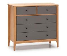 Vs Venta-stock - Cassettiera Luca 5 cassetti Rovere, Legno Massello, 90 cm (Larghezza) 40 cm