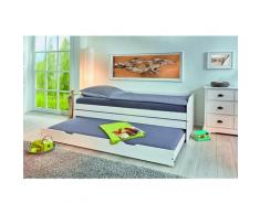 Dmora - Letto singolo trasformabile in 3 letti in pino tinto bianco