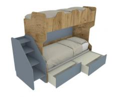 SMART - Letto a castello con secondo letto estraibile con scaletta contenitore indipendente