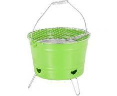 Relaxdays - Barbecue Portatile, Mini Grill Rotondo, Griglia da Esterno, Balcone, Campeggio, a