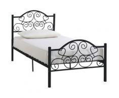 Letto singolo 90 x 190 cm in Metallo Nero - leyna - Nero