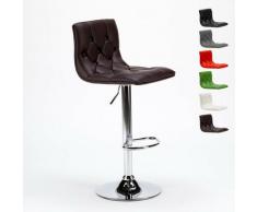 Sgabello per cucina e bar trapuntato Chesterfield in similpelle Design Honolulu | Marrone