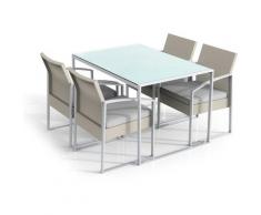 Set Tavolo E 4 Sedie Da Giardino In Acciaio E Polyrattan Bilbao - Fadi