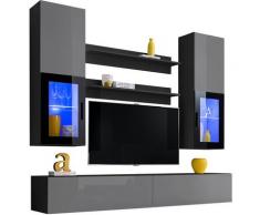 Extreme Furniture - Parete Attrezzata Sky, (LxAxP): 200 x ~195 x 41, Carcassa in Nero Opaco,