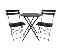 Set Tavolo e 2 Sedie Pieghevoli da Giardino per Esterno Bistrot Nero