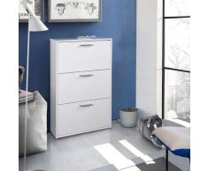 Scarpiera salvaspazio, colore bianco opaco, 3 ante, made in Italy