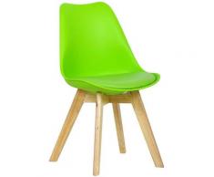 Sedie per Sala da Pranzo Cucina Sgabello Seduta Ecopelle Gambe in Legno Faggio colore: Verde