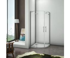 Box Doccia Semicircolare Doppia Porta Battente Saloon Vetro 6mm Temperato Trasparente Easyclean,