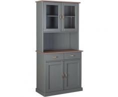 Credenza vetrina in legno massello 2 ante 2 cassetti cm 90 x 45 x 191 Inter Link luzerna Inter Link