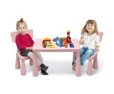 Set di Tavolo e Sedie per Bambini, Multifunzione, Tavolo e 2 Sedie da Gioco, Facile da Montare,