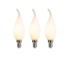 Luedd - Set di 3 lampade a candela dimmerabili E14 con punta a filamento LED F35 opaco 3W