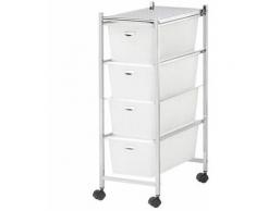 Carrello Bagno Acciaio 4 Ruote 4 Cassetti Plastica Cassettiera Estetista Nero