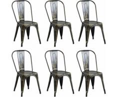 Milanihome - Set Di 6 Sedie In Metallo Di Design Moderno Industrial Vintage Per Sala Da Pranzo Bar