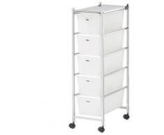 Carrello Estetista Multiuso Acciaio Cassettiera Bagno Ufficio 4 Ruote 5 Cassetti