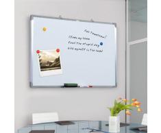 Homcom - Lavagna Magnetica da parete 90 x 60 cm con telaio in alluminio Bianco