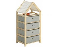 Portaoggetti per bambini con 4 cesti in tessuto Scaffale con cassetti Cassettiera STR08-N - Sobuy
