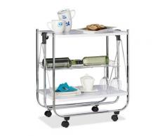Carrello da Cucina Portavivande con Cestello, Pieghevole, 4 Ruote, Bianco, HxLxP 68,5 x 68 x 40,5
