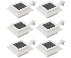 Lampade Solari da Esterni 6 pz a LED Quadrate 12 cm Bianco