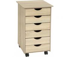 Tectake - Cassettiera a rotelle in legno 65 x 36 x 40 cm - Mobiletto sotto scrivania, mobiletto al