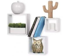 Set 3 Mensole Parete 30cm Moderne Design Cubo Mensola Scaffale Legno MDF Bianco