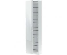 Fores - Mobile scarpiera con un anta battente a specchio, colore bianco, Misure 50 x 180 x 22 cm