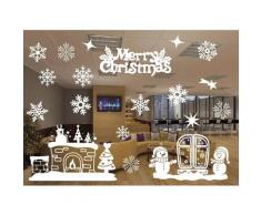 Mohoo - Adesivo natalizio bianco per decorazioni per vetrine da parete per feste in casa