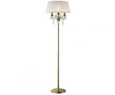 Inspired Diyas - Olivia - Lampada da terra con paralume bianco a 3 luci in ottone anticato,