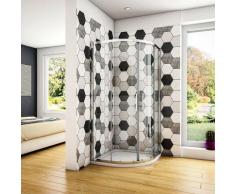 Box Doccia Semicircolare alto 185 cm Porta Scorrevole Vetro Temperato 6 mm Trasparente Anticalcare