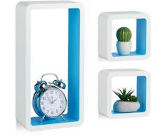 Mensole a Cubo, Set da 3 Ripiani, Scaffale Sospeso, Design Moderno, in Orizzontale & Verticale, in