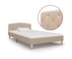 Letto in Tessuto Beige con Rete Imbottito Elegante varie dimensioni dimensioni : 100x200 cm