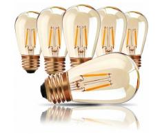 Lampade da esterno, lampadina LED E27 Edison a vite, lampadina di ricambio a filamento LED da 1 W