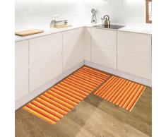 Set di 2 tappeti da cucina antiscivolo in vero bamboo naturale passatoia cucina,ingresso,camera
