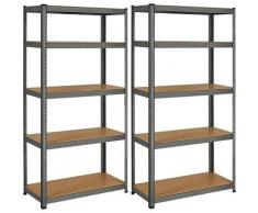 Set di 2 Scaffalature a 5 Ripiani, 180 x 90 x 40 cm, Capacità di Carico di 875 kg (175 kg per Ogni