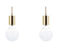 Beliani - Set di 2 lampade a sospensione in vetro trasparente e color oro ANZA