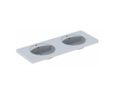 PRECIOSA lavabo doppio 1300x550mm foro rubinetto con troppopieno bianco KT