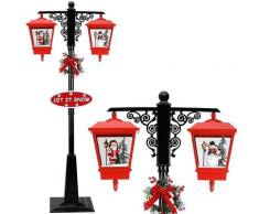 Bakaji - Lampione Natale con Luce led Scena Natalizia Neve Motorizzata Musica 188cm Nero