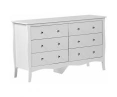 Cassettiera credenza bianca con 6 cassetti 75 x 130 cm soggiorno camera da letto ingresso armadio