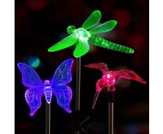3 pacchi di luci solari per palo da giardino, luci decorative per uccelli di Natale, luci a
