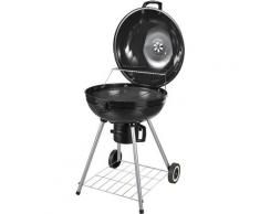 Outsunny - Barbecue a Carbonella con Coperchio e Termometro Doppia Griglia in Metallo Nero