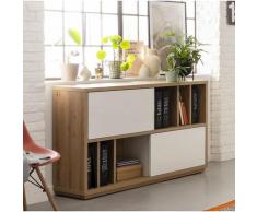 Composad - Libreria bassa in legno Rovere con ante scorrevoli da ufficio arredamento interno h 84 cm