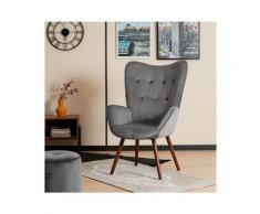 Meubles Cosy - Poltrona da soggiorno - Stile scandinavo - Velluto grigio e Gambe in Legno di Faggio