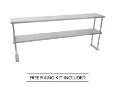 Ripiano per Tavolo da Cucina Commerciale 1800mm con Mensole Acciaio Inox Doppia per Catering 1.83m