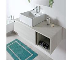 Mensola Bagno 130 con cassetto e vano a giorno Klara con Specchio, Lampada e Lavabo Ceramica