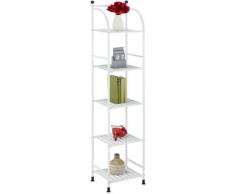 Scaffale in Metallo, HxLxP: 145 x 33 x 28 cm, Mobiletto Cucina e Bagno, 5 Ripiani, Mensole
