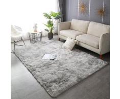 Tappeto Soggiorno Salotto Shaggy Tappeti per Camera da Letto Corridoio Grigio Bianco 120x160 cm